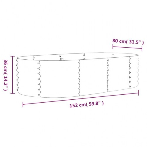 Plantekasse oval 152 x 80 x 36 cm - sølvfarvet