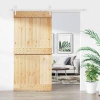 Skydedør med monteringssæt 100x210 cm massivt fyrretræ