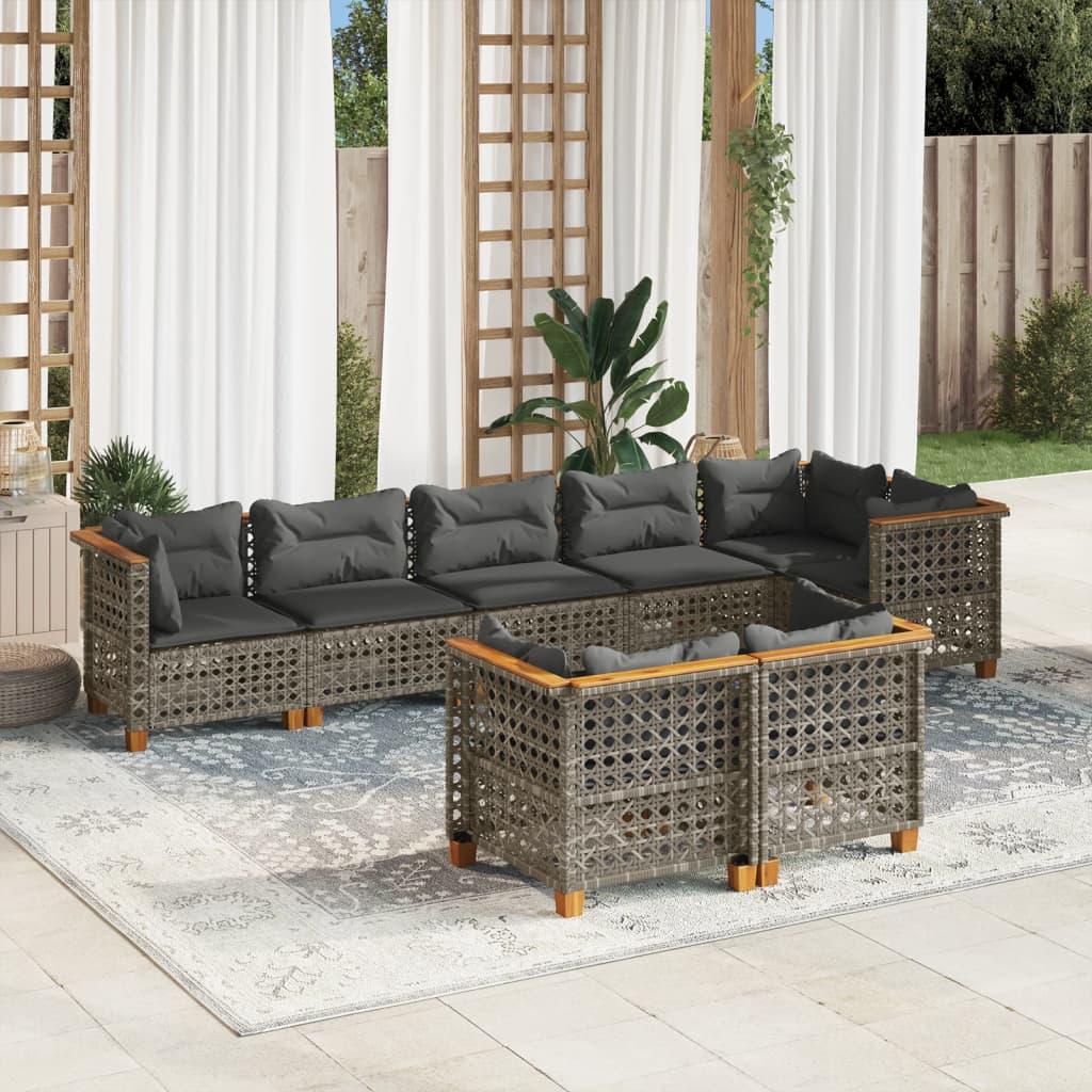 Sofasæt til haven 8 dele med hynder polyrattan grå billede