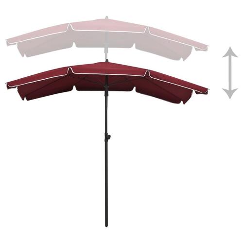 Parasol med stang 200x130 cm bordeaux