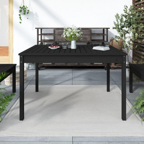 Havebord 121x82,5x76 cm massivt fyrretræ sort