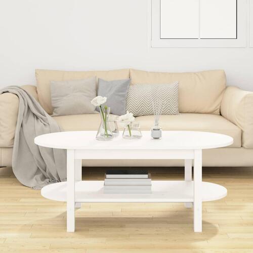 Sofabord 110x55x45 cm massivt fyrretræ hvid