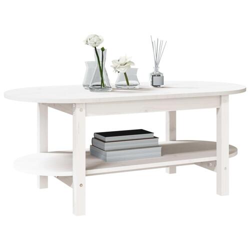 Sofabord 110x55x45 cm massivt fyrretræ hvid