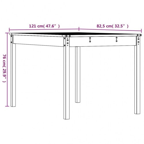 Havebord 121x82,5x76 cm massivt fyrretræ sort