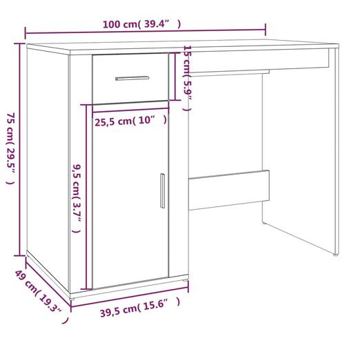 Skrivebord 100x49x75 cm konstrueret træ hvid
