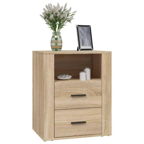 Sengebord 50x36x60 cm konstrueret træ Sonoma egetræsfarve