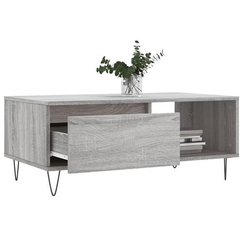 Sofabord 90x50x36,5 cm konstrueret træ grå sonoma-eg