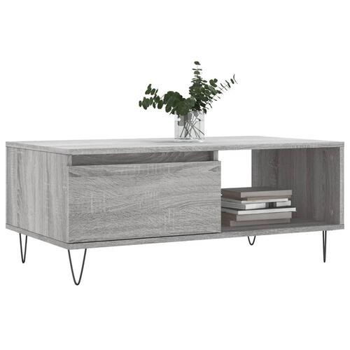 Sofabord 90x50x36,5 cm konstrueret træ grå sonoma-eg