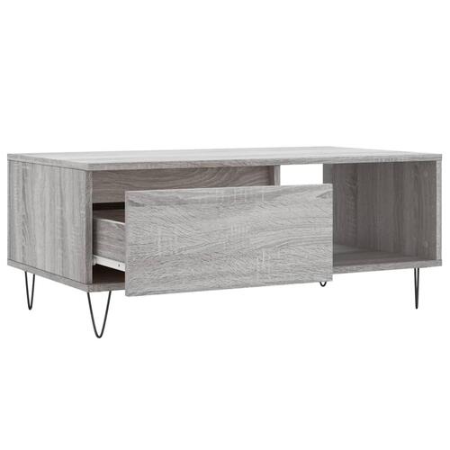Sofabord 90x50x36,5 cm konstrueret træ grå sonoma-eg