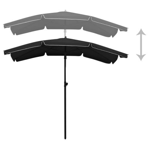 Parasol med stang 210x130 cm sort