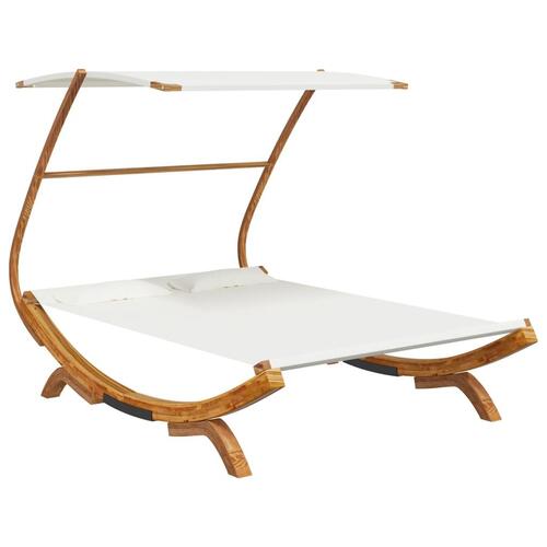 Loungeseng med baldakin 165x203x138 cm bøjet træ cremefarvet