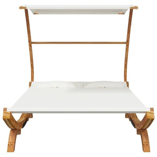 Loungeseng med baldakin 165x203x138 cm bøjet træ cremefarvet