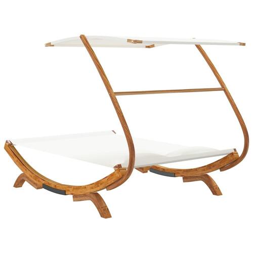 Loungeseng med baldakin 165x203x138 cm bøjet træ cremefarvet