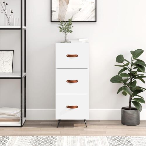 Skænk 34,5x34x90 cm konstrueret træ hvid