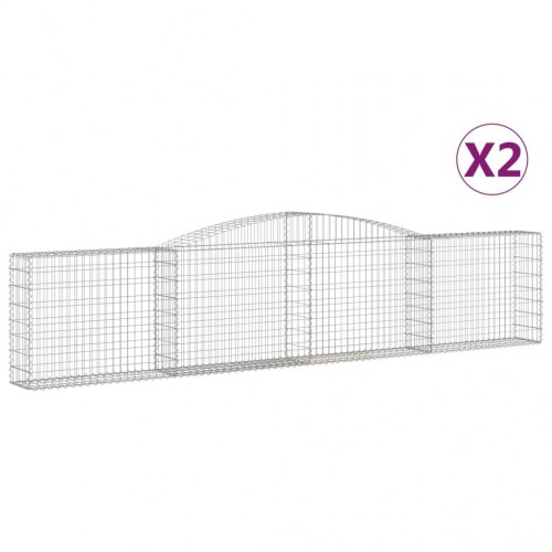 Buede gabionkurve - 2 stk. 400×30×80/100 cm i galvaniseret jern