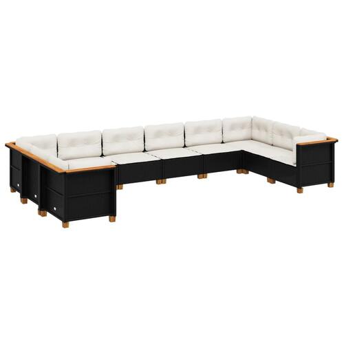 Sofasæt til haven 10 dele med hynder polyrattan sort