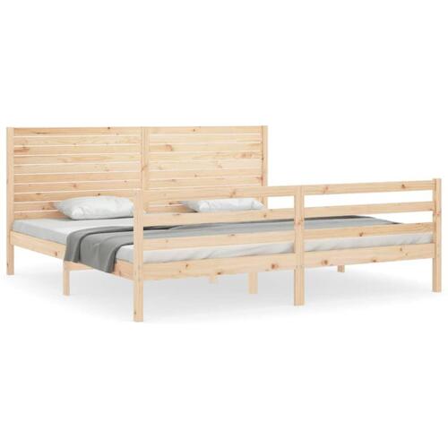 Sengeramme med sengegavl 200x200 cm massivt træ