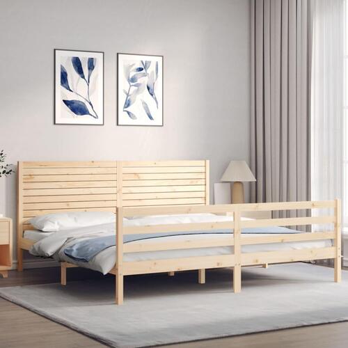 Sengeramme med sengegavl 200x200 cm massivt træ