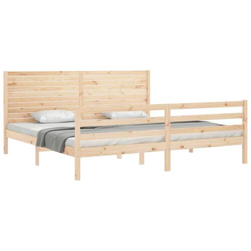 Sengeramme med sengegavl 200x200 cm massivt træ