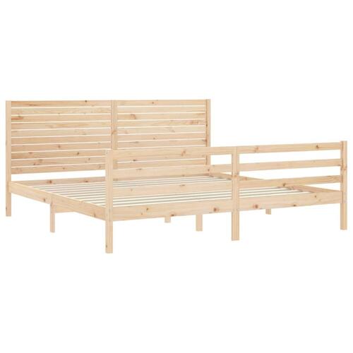 Sengeramme med sengegavl 200x200 cm massivt træ