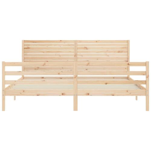 Sengeramme med sengegavl 200x200 cm massivt træ