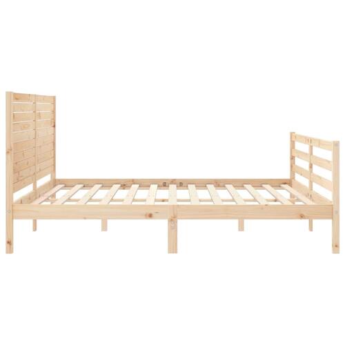 Sengeramme med sengegavl 200x200 cm massivt træ