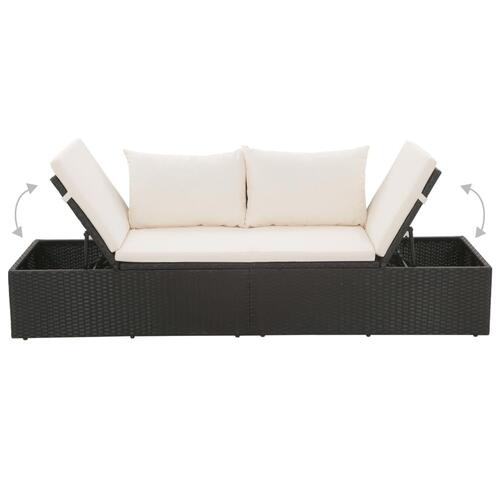 Solseng sort 195 x 60 cm polyrattan