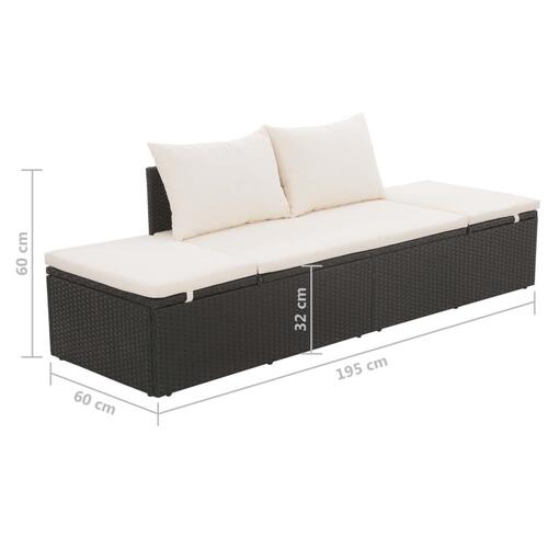 Solseng sort 195 x 60 cm polyrattan