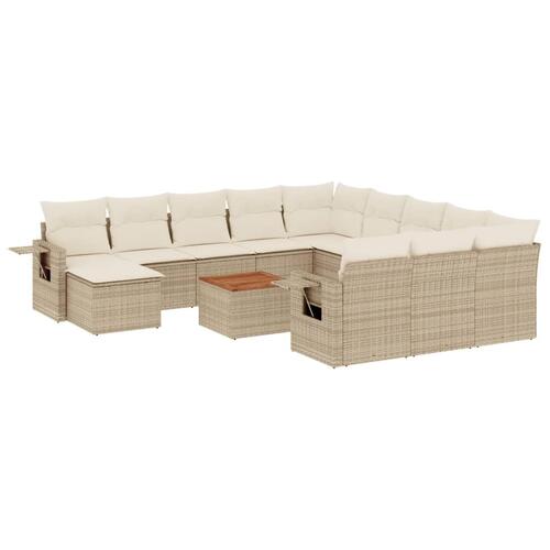 Sofasæt til haven 13 dele med hynder polyrattan beige