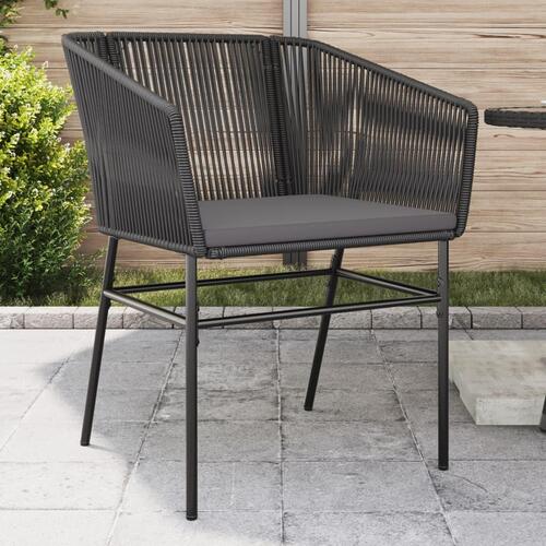 Havestole 2 stk. med hynder polyrattan sort
