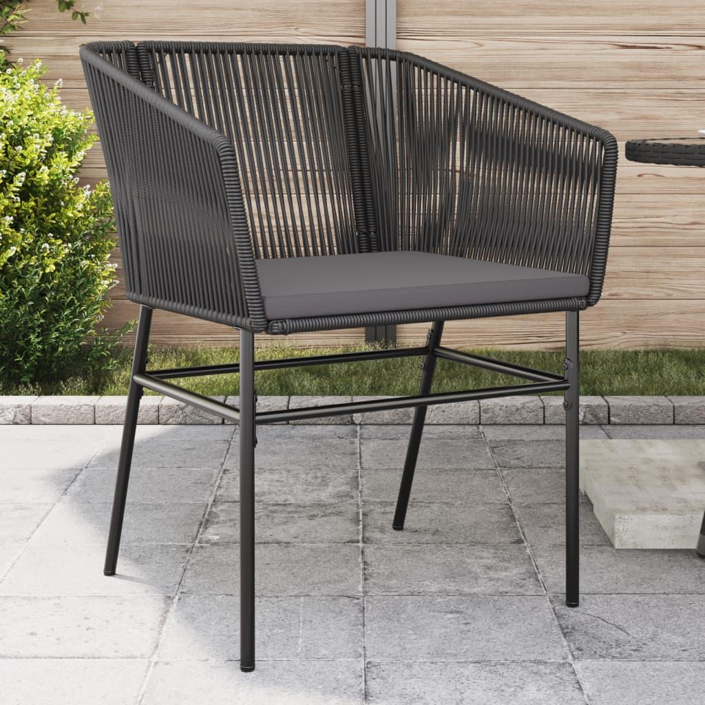 Havestole 2 stk. med hynder polyrattan sort