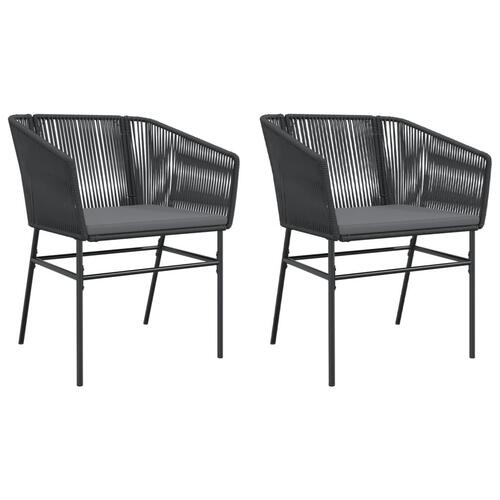 Havestole 2 stk. med hynder polyrattan sort