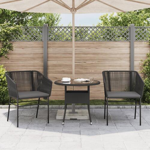 Havestole 2 stk. med hynder polyrattan sort