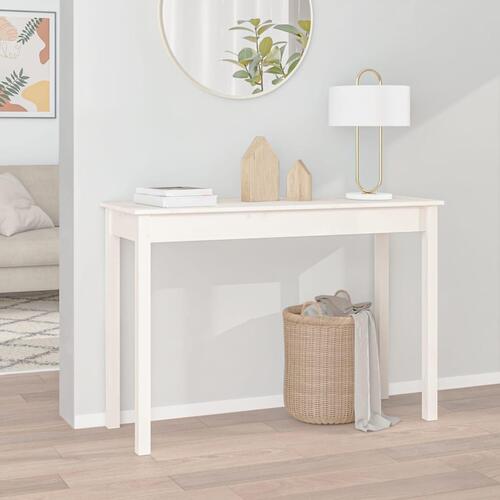 Konsolbord 110x40x75 cm massivt fyrretræ hvid