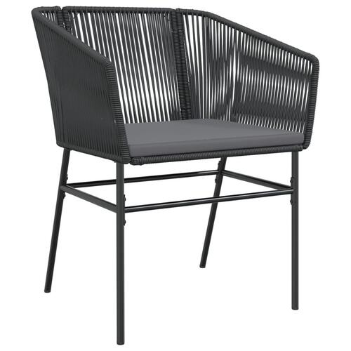 Havestole 2 stk. med hynder polyrattan sort