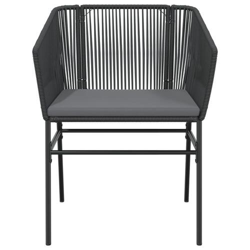 Havestole 2 stk. med hynder polyrattan sort