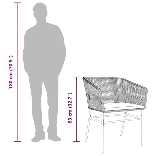 Havestole 2 stk. med hynder polyrattan sort