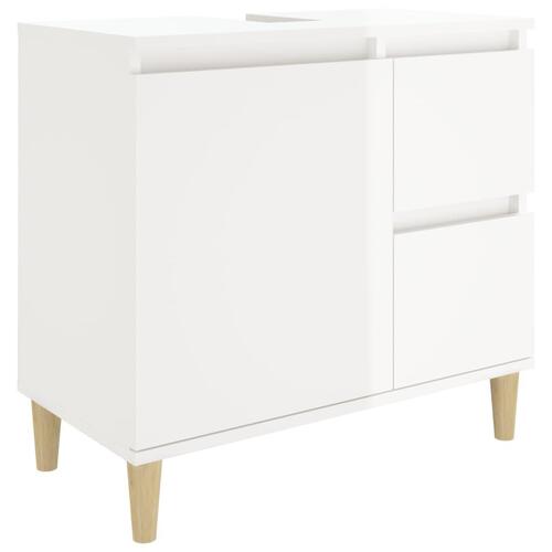 Badeværelsesskab 65x33x60 cm konstrueret træ hvid højglans