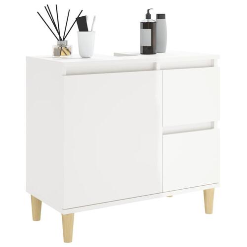 Badeværelsesskab 65x33x60 cm konstrueret træ hvid højglans