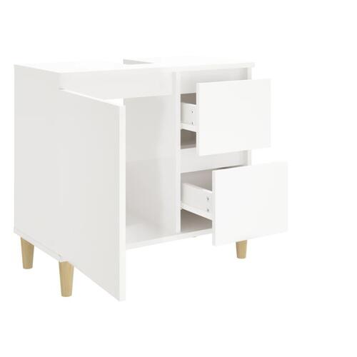 Badeværelsesskab 65x33x60 cm konstrueret træ hvid højglans