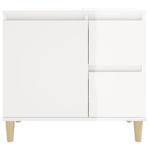 Badeværelsesskab 65x33x60 cm konstrueret træ hvid højglans
