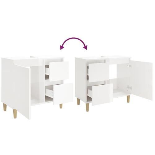 Badeværelsesskab 65x33x60 cm konstrueret træ hvid højglans