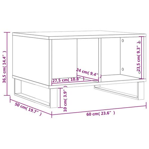 Sofabord 60x50x36,5 cm konstrueret træ sonoma-eg
