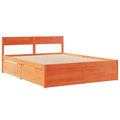 Sengeramme uden madras 160x200 cm massivt fyrretræ gyldenbrun