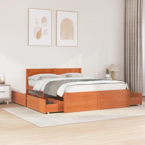 Sengeramme uden madras 160x200 cm massivt fyrretræ gyldenbrun