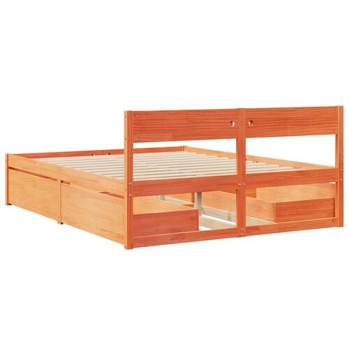 Sengeramme uden madras 160x200 cm massivt fyrretræ gyldenbrun