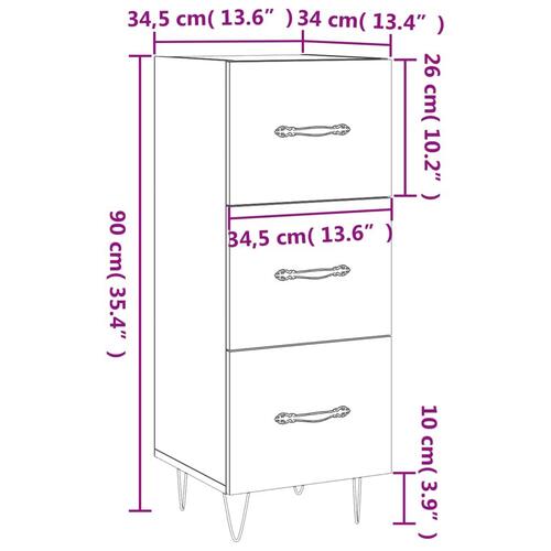 Skænk 34,5x34x90 cm konstrueret træ sonoma-eg