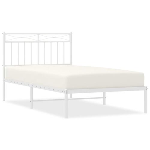 Sengeramme med sengegavl 100x190 cm metal hvid