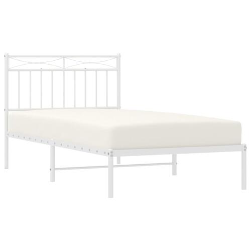 Sengeramme med sengegavl 100x190 cm metal hvid