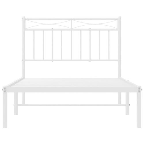 Sengeramme med sengegavl 100x190 cm metal hvid